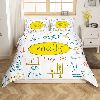 Erosebridal Science Theme Bedding Set Queen Size for Boys Girls Chemistry Periodic Table Print Duvet Cover Chemical Subject Theme Comforter Cover Teens Kids Math Science Atyle Bedspread Cover 3 Pcs