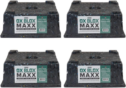 OX BLOX MAXX Heavy Duty Trailer Jack Block - 10,000 lbs. Capacity - 10.5x10.5x4.5 Inches - 6.8 lbs Weight - 5th Wheel RV Jack Block for 9" Round Feet - 9" and Smaller Feet Nest Securely Within Ridges