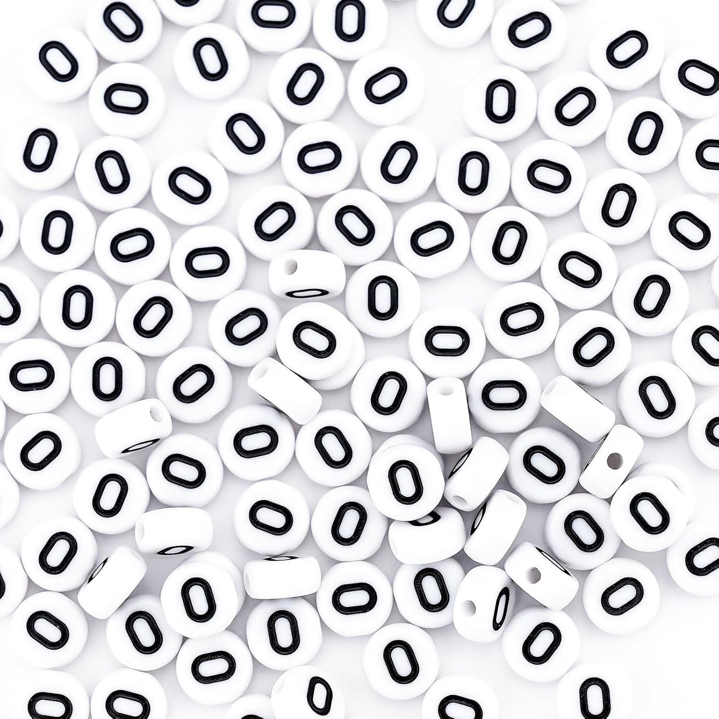 300Pcs Vowel Letter Pony Beads for Charms Bracelets Making 4X7mm Individual Round White Alphabet Beads U