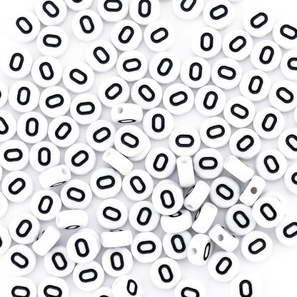 300Pcs Vowel Letter Pony Beads for Charms Bracelets Making 4X7mm Individual Round White Alphabet Beads U