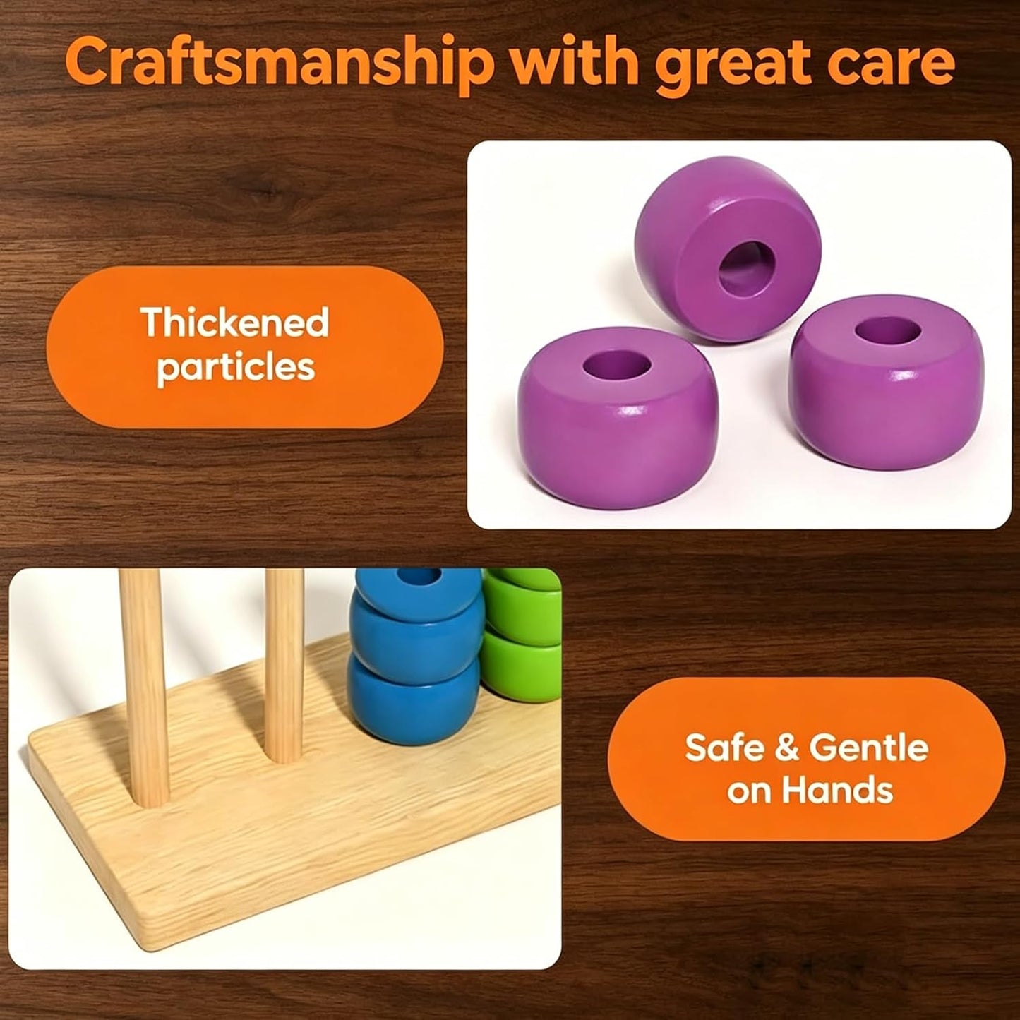 2026 Trendy Color Matching Stacking Puzzle Game, Fast Pattern Challenge Ring Stack Game for 2 Players, Wooden Brain Teaser Toy, Racks and Rings for Family Game Night Fun (1 pcs)