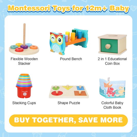 Dulsaera Montessori Toys for 1 Year Old, 6-in-1 Baby Toys 6-12 Months Educational Toys for 1 Year Old Developmental Learning Toy Infant Birthday Gifts for Boys Girls Babies