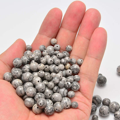 NCB 100pcs Original Natural Stone Beads Gemstone Round Loose Beads 6mm 8mm 10mm (Blue Aventurine, 6mm 100Beads) - Colors B