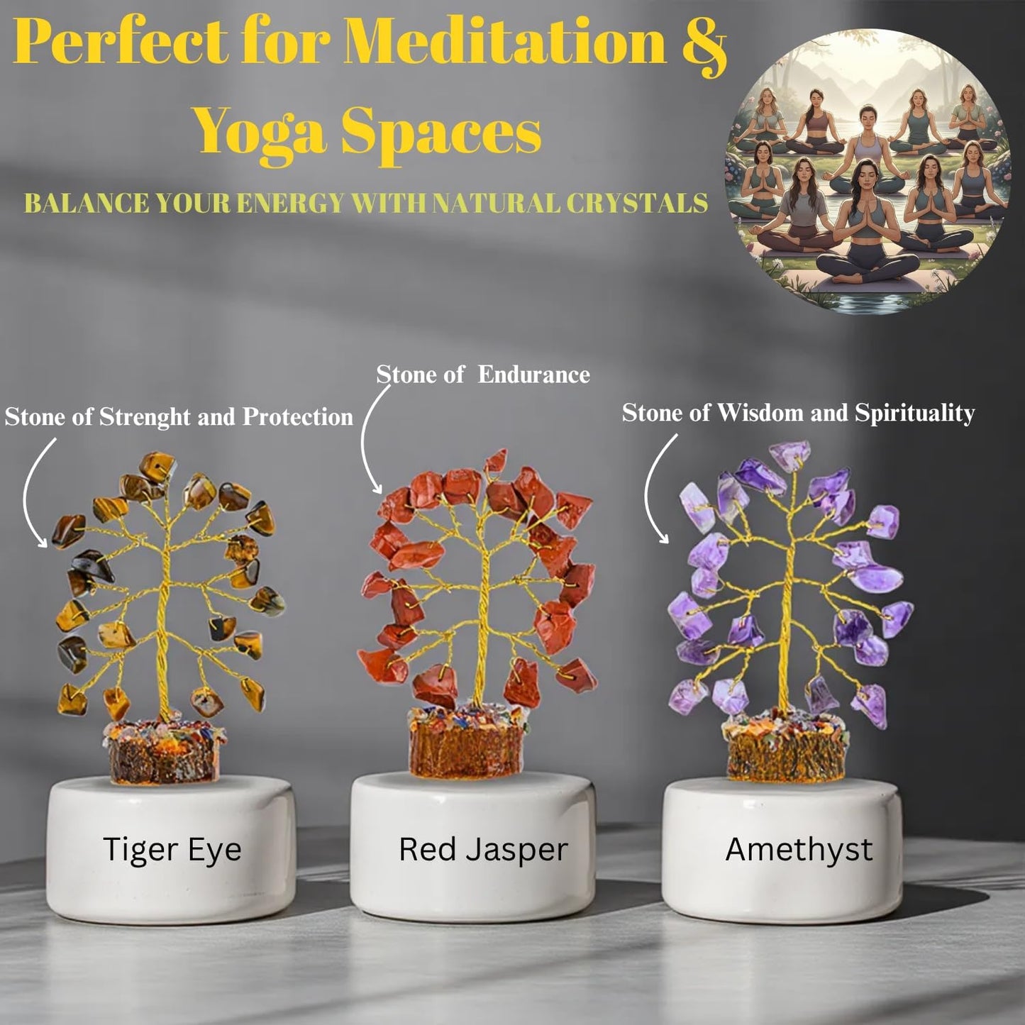 ANAYA AGATE 7 Chakra Healing Crystal Tree of Life Kit, Bracelet, Pendant, Necklace, Feng Shui Money Bonsai Tree, Positive Energy for Women, Mom, Sister and Housewarming Decoration