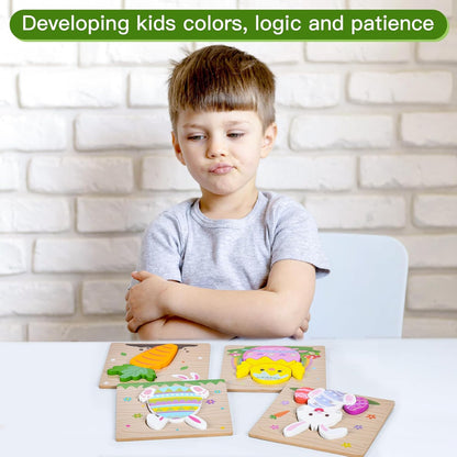 6 Pack Wooden Puzzles for Toddlers 1-3, Montessori Puzzles for 2-4 Year Old, Animal Shape Toddler Puzzles Montessori Toy Baby Learning Preschool Educational Toys Gift