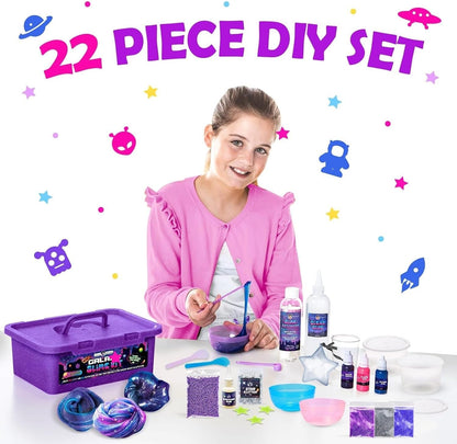 Original Stationery Galaxy Slime Kit for Kids Ages 8–12, DIY Space Slime Set with Glow-in-The-Dark Stickers & Galactic Glitter, Fun Cosmic Craft for Creative Play, Birthday Gift for Boys & Girls