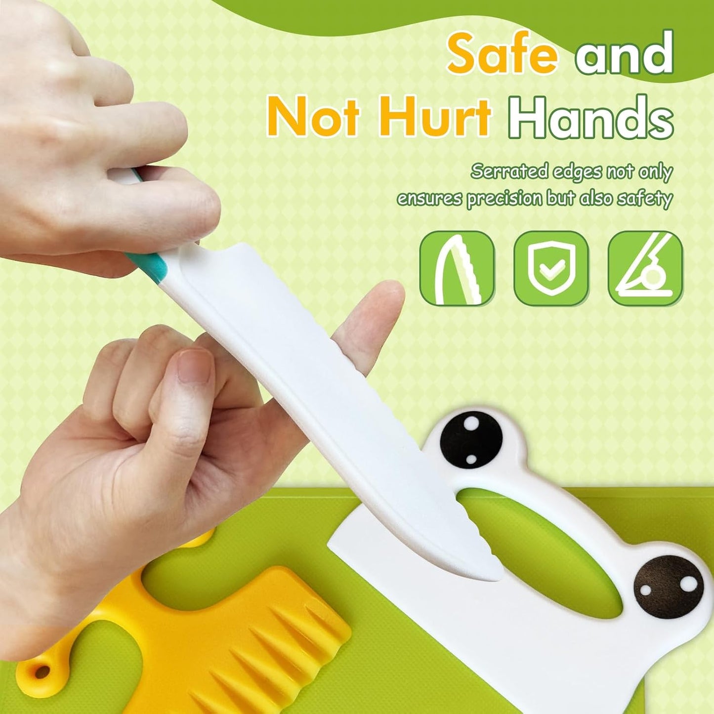 Chanking 13 Pieces Kids Safe Knife Set for Real Cooking Child-Friendly Plastic Chef Tools Montessori Kitchen Toys for Toddlers Birthday Gifts for Boys and Girls Ages 4+ (A)