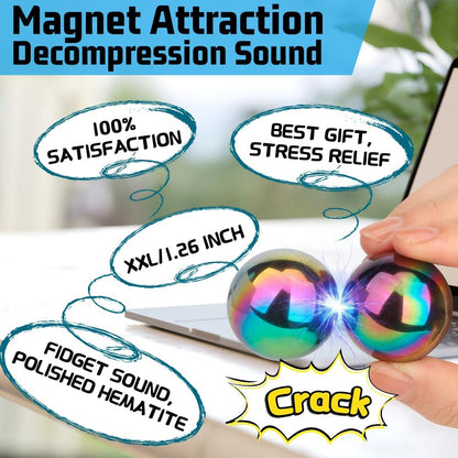 Umnodobn Magnet Slime Putty, Fidget Toy Ferrite Putty Beads, Hematite Magnetic Stones Eggs with 1.26 inch Magnet Balls, Cool Desk Toy, EDC Toy Science Kit Gift