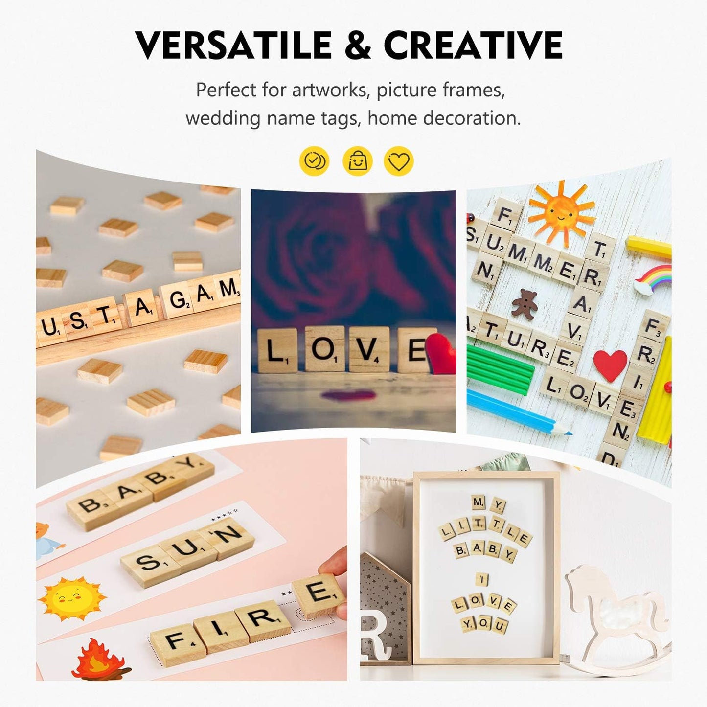 Magicfly 500 Pieces Letter Tiles, Wooden Scrabble Tiles for Crafts, A-Z Capital Wood Letters for Crafts, Spelling,Scrabble Crossword Game