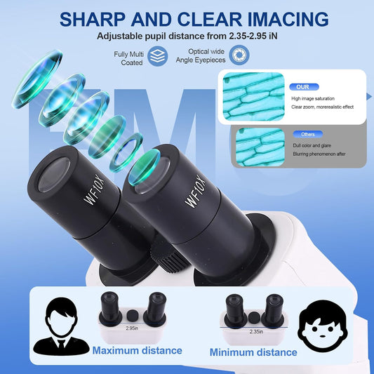 Microscope for Adults & Kids,40-2500X Binocular Microscope for School Lab & Home Schooling,with Mechanical Stages,Slides Set & Phone Holder