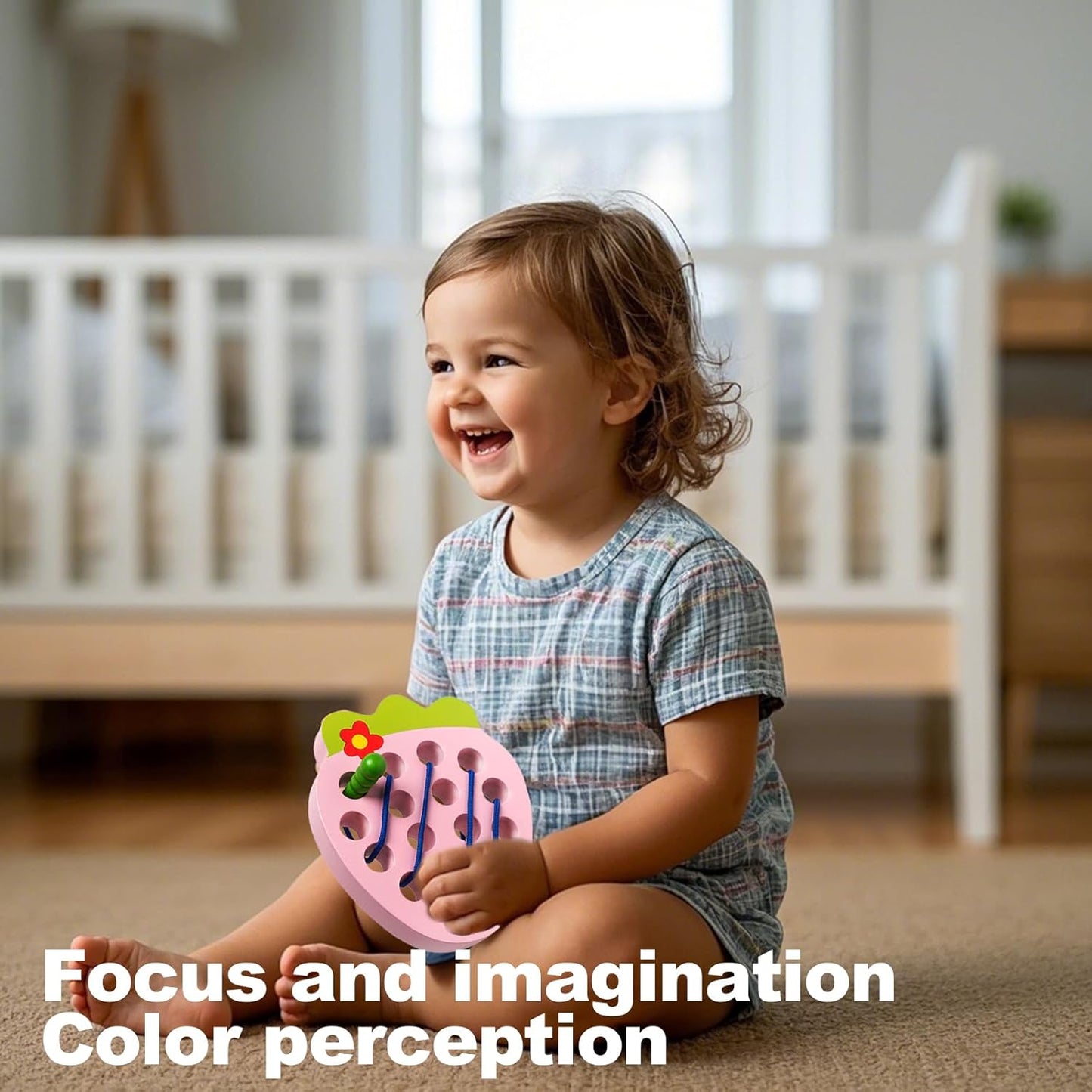 Lacing Toys for Toddlers,Wooden Threading Apple Baby Travel Toys,Montessori Education Sensory Learning Fine Motor Skills, Wooden Block Puzzle Gifts for 3 Year Old Baby Kids Boys Girls