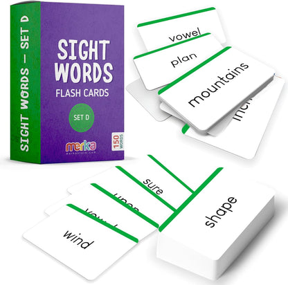merka Sight Word Flash Cards - 150 Cards, Set B - Fry Sight Words & Vocabulary Flashcards for 1st Grade Reading