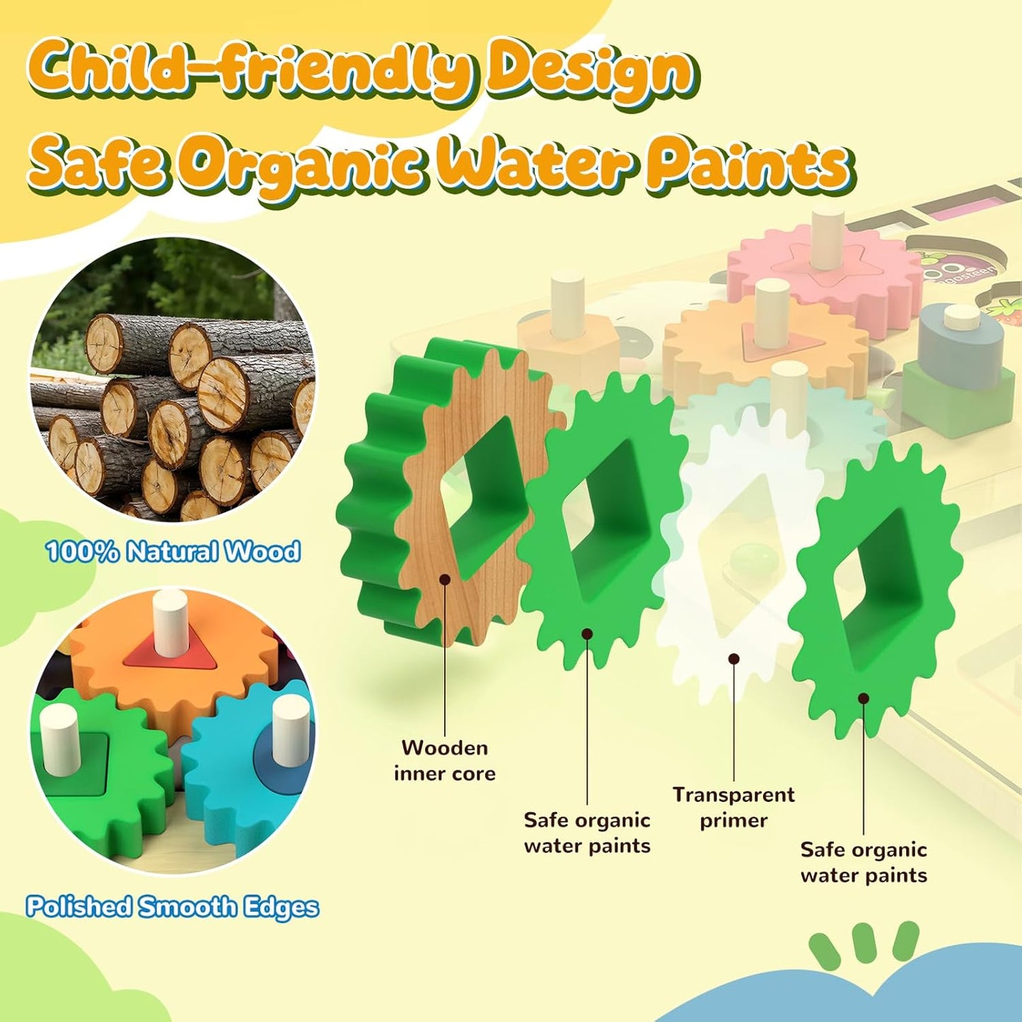 AOSITE 9-in-1 Montessori Toy Wooden Board for Toddlers Montessori Wooden Educational Toys for Baby Boys Girls Age 1 2 3 Year Old Birthday Girl Gifts for Kids