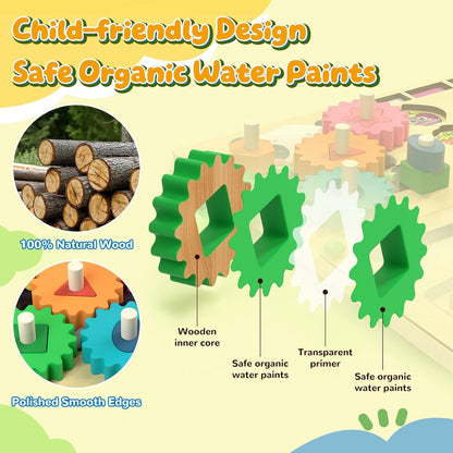 AOSITE 9-in-1 Montessori Toy Wooden Board for Toddlers Montessori Wooden Educational Toys for Baby Boys Girls Age 1 2 3 Year Old Birthday Girl Gifts for Kids