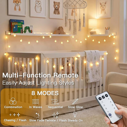 suddus String Lights for Bedroom, 66ft 200 Led Connectable Globe String Lights Indoor, Hanging Fairy Lights Plug in with Remote for Kids Room Dorm Classroom Outdoor Christmas Tree Decor, Warm White