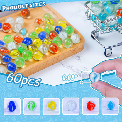 LovesTown 100PCS Glass Marbles Bulk, for Kids Marble Run Game, DIY and Home Decoration