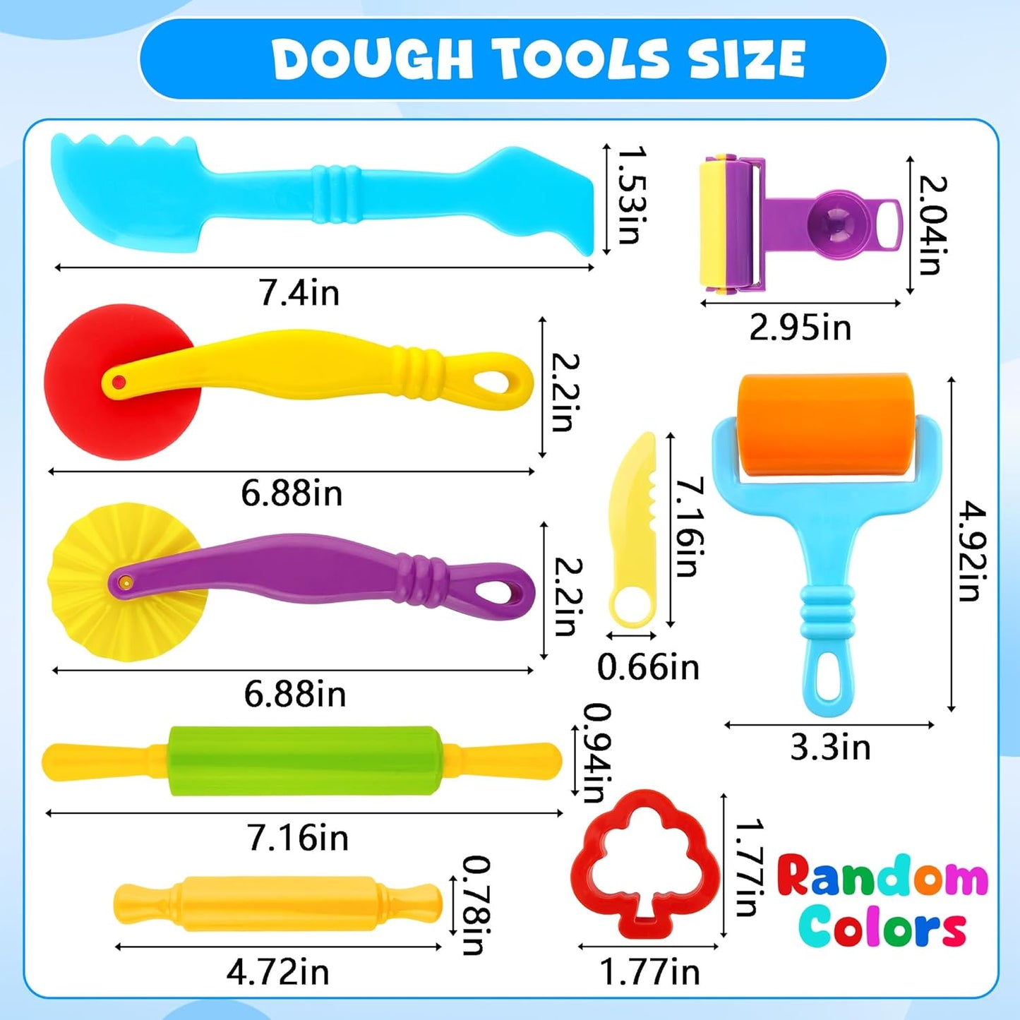 36-Piece Dough Tool Set for Kids Ages 3-8 – Includes Animal Cutters, Rolling Pins, Rollers, Random Colors