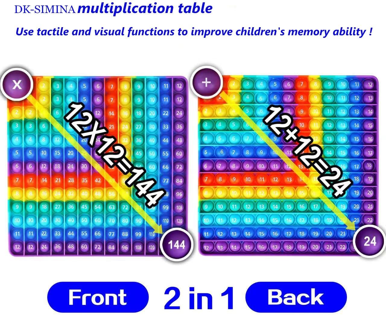 2 in 1 Multiplication Table Game and Digital Addition Table P0PP Math Toy, DK-SIMINA Rainbow Dimple Finger tip Toy, Math Manipulation Game, Create Various Math Operations (1 PCS)