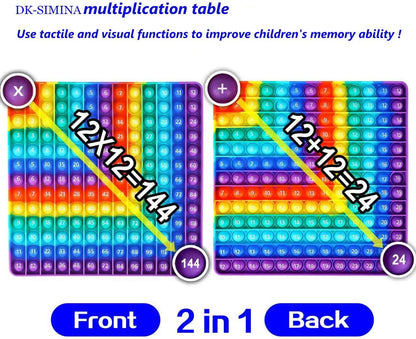 2 in 1 Multiplication Table Game and Digital Addition Table P0PP Math Toy, DK-SIMINA Rainbow Dimple Finger tip Toy, Math Manipulation Game, Create Various Math Operations (1 PCS)