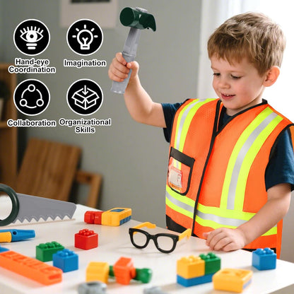 Liberry Kids Tool Set for Boys Girls 3-5 Years, Construction Worker Costume with Hat, Toddler Dress Up Toys for Birthday Gift