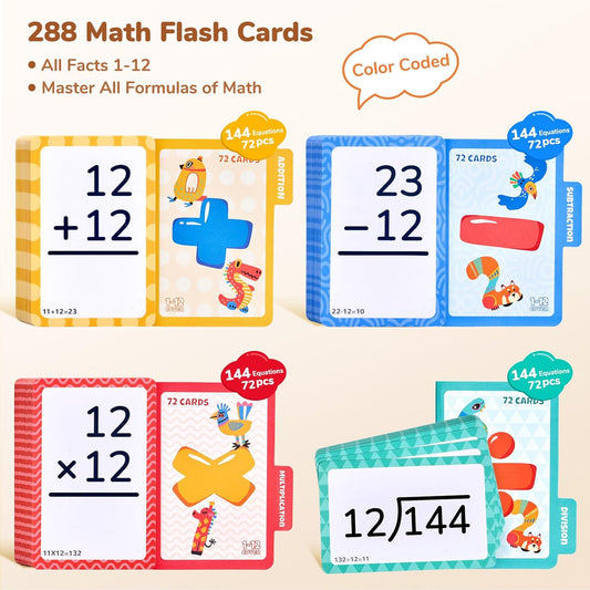 JoyCat 162 Multiplication Flash Cards - All Facts 1-12 Times Tables with Visual Aids Mastered & Review Sorting for Kids 3rd 4th 5th Grade or Homeschool Supplies