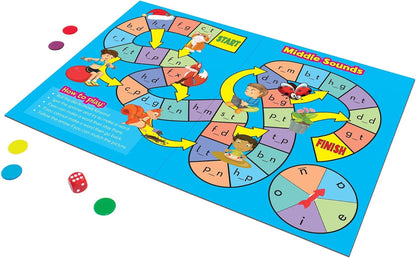 Junior Learning Phonics Board Games Set, 6 Counters, Ages 4-5, Language Skills, Pre K-K, Medium