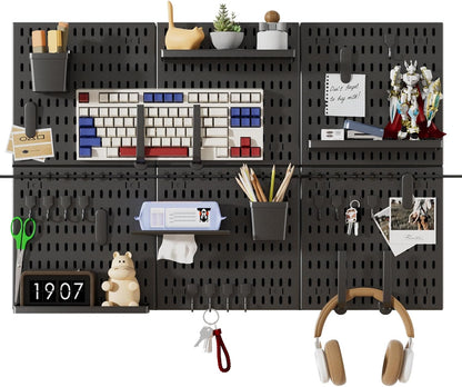 SHGJ&SOFT Peg Board Wall Organizer Panels, 22pcs - Includes 4 White Pegboards & Accessories, Plastic Pegboard for Home，Office, Craft Room, Gaming Setup, 24″×24″, Wall Mount Display Pegboard Panel Kits