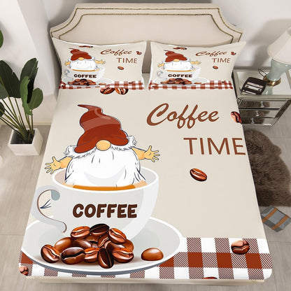 Manfei Musical Kids Fitted Sheet Full Size, MusicalGuitar Radio Drum Kit Headset Print Bedding Set 3pcs for Boys Girls, Rock Music Bed Cover with 2 Pillowcases, Soft Polyester Bedding, No Top Sheet