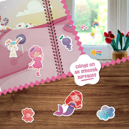 Stick4Ever Jelly Sticker Book - for Kids - Waterproof, Easy to Clean Reusable Sticker Book for Toddlers- Reusable Road Trip Activities for Kids - Stocking Stuffers for Toddlers (Wonderland)