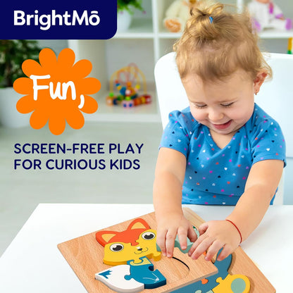 Montessori Wooden 3D Puzzle Set – Educational Wooden Toys for Toddlers (Themes: Ocean, Animals, Transport, Farm & Garden) (Animals)