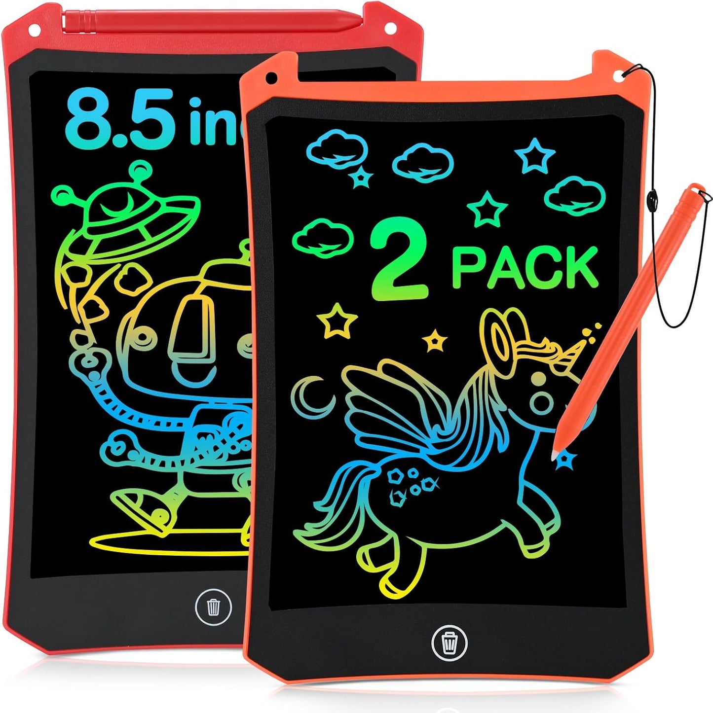 cimetech Toddler Girl Gifts, LCD Writing Tablet 2 Pack, Kids Toys for 3 4 5 6 Year Old Boys, 8.5 Inch Drawing Pad Painting Coloring Books, Travel Essentials Activities, Birthday Gifts Toddler Age 1-3