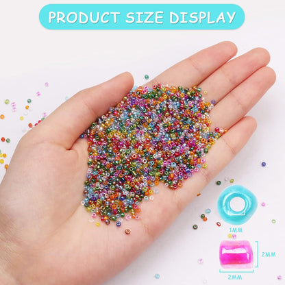 10100 Pcs Size 11/0 Glass Seed Beads, 2 mm Dark Green Small Mini Spacer Loose Pony Beads for Jewelry Making and DIY Crafts - Colors A