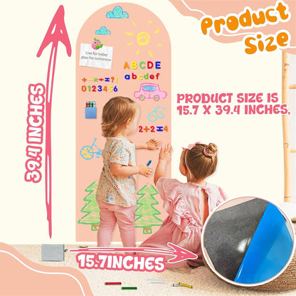 8 PCS Magnetic Wall Decals for Kids Magnetic Chalkboard Peel and Stick Magnet Sheets Board Sticker Tangram Puzzle Self Adhesive Contact Paper Dry Erase Blackboard for Playroom Homeschool 15.7"x10.4"
