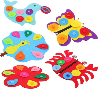 Kisangel 5pcs Educational Button Toys, Kids Button Board Zipper Toy Learning Plaything for Fabric Non-woven Basic Life Fine Motor Skills