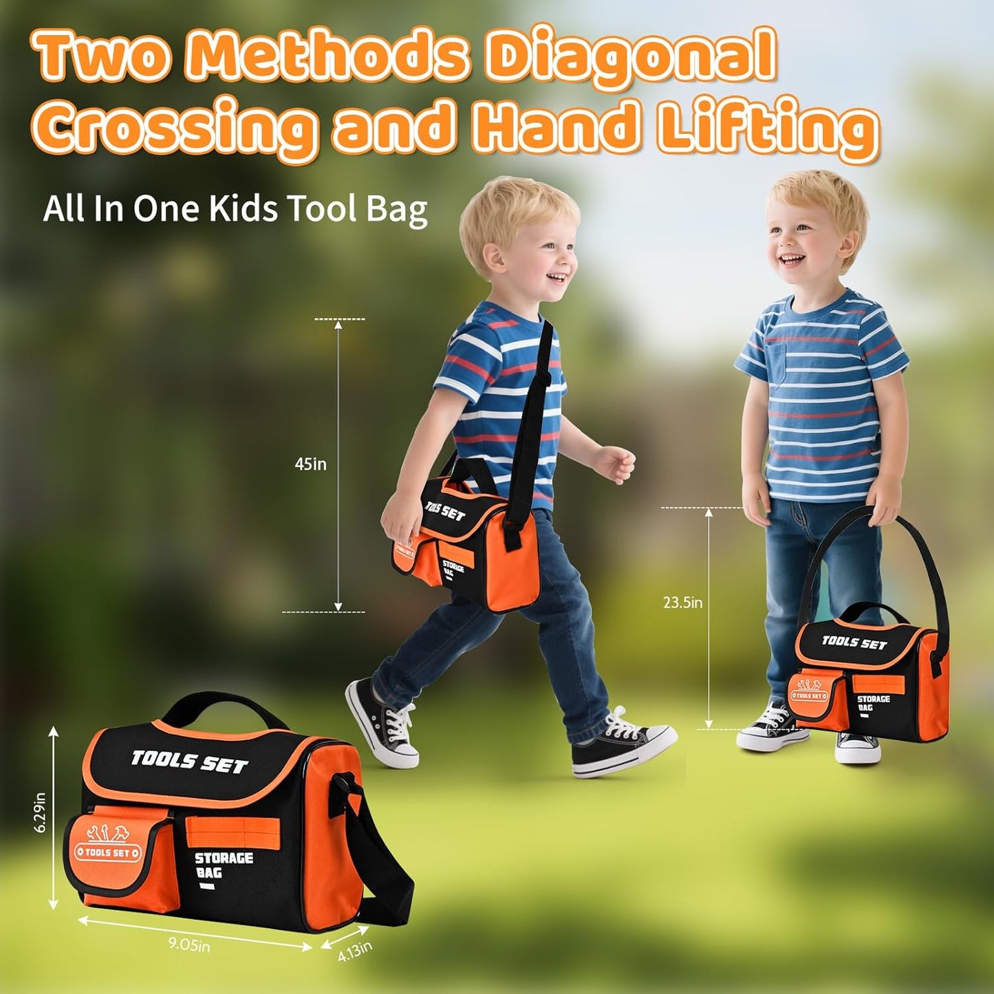 Kids Tool Set 49 PCS, Portable Tool Bag with Battery Powered Toy Drill & Adjustable Belt, Pretend Play Toddler Tool Set, Construction Toys for Boys & Girls Age 3-8, STEM Gifts