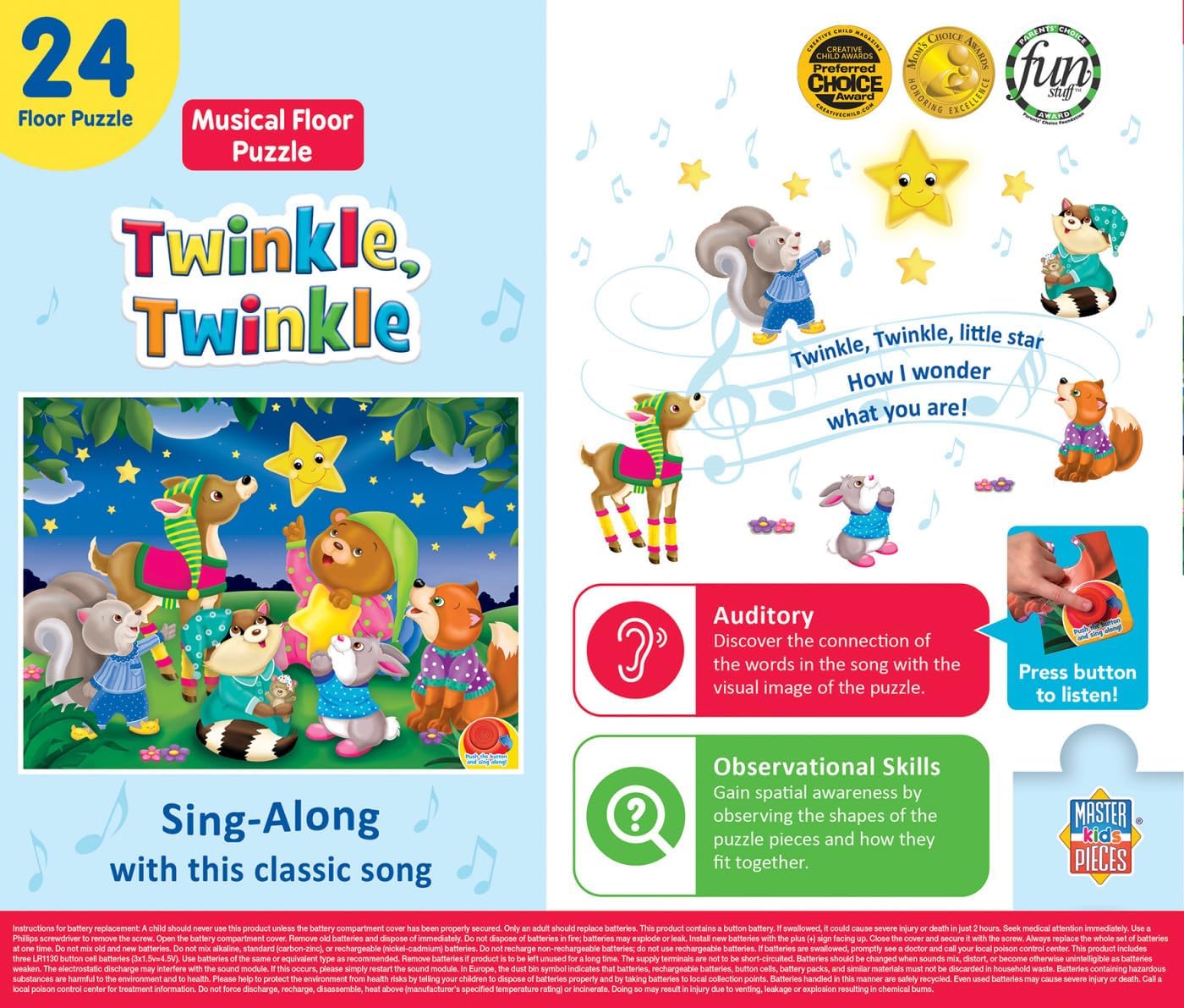Masterpieces 24 Piece Old McDonald Sing-A-Long Sound Floor Puzzle for Kids - 18"x24"