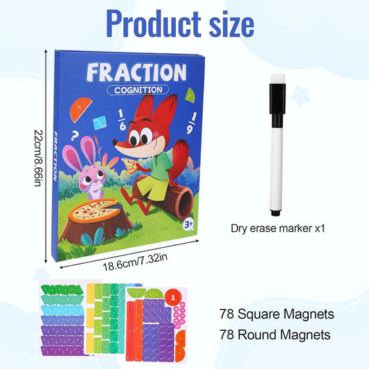 Magnetic Fraction Tiles Explorer Board, 156 Piece Circles and Tiles Set, Educational Math Fraction Manipulatives Puzzle for Visual Learning, Portable Write and Wipe Fractional Study Tool