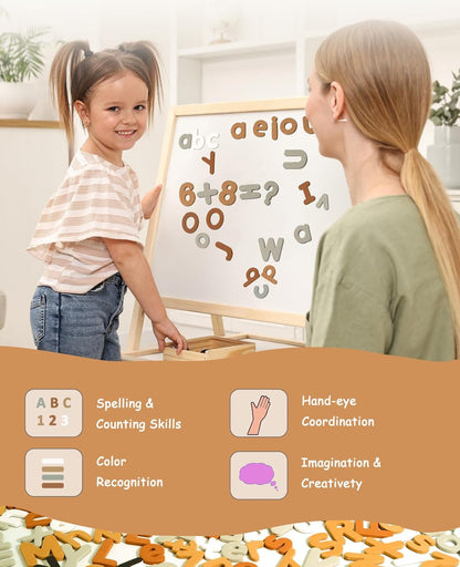 186 Pieces Magnetic Letters Numbers Alphabet Fridge Magnets ABC 123 Preschool Educational Learning Soft Color Toy Set Uppercase Lowercase Math Symbols for Toddlers Kids(Ages 3+)