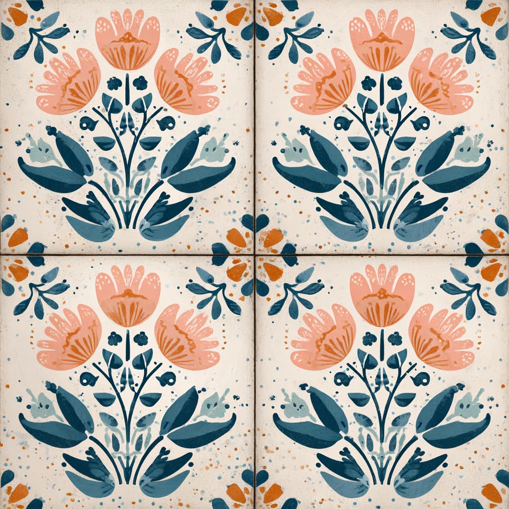 Wall Tiles Peel and Stick 12x12 Inch Ocean Coral Fish Pattern Vinyl Stickers Self Adhesive Tiles for Kitchen Bathroom Shower Laundry Room Aquarium Theme Home Renovation DIY Decor