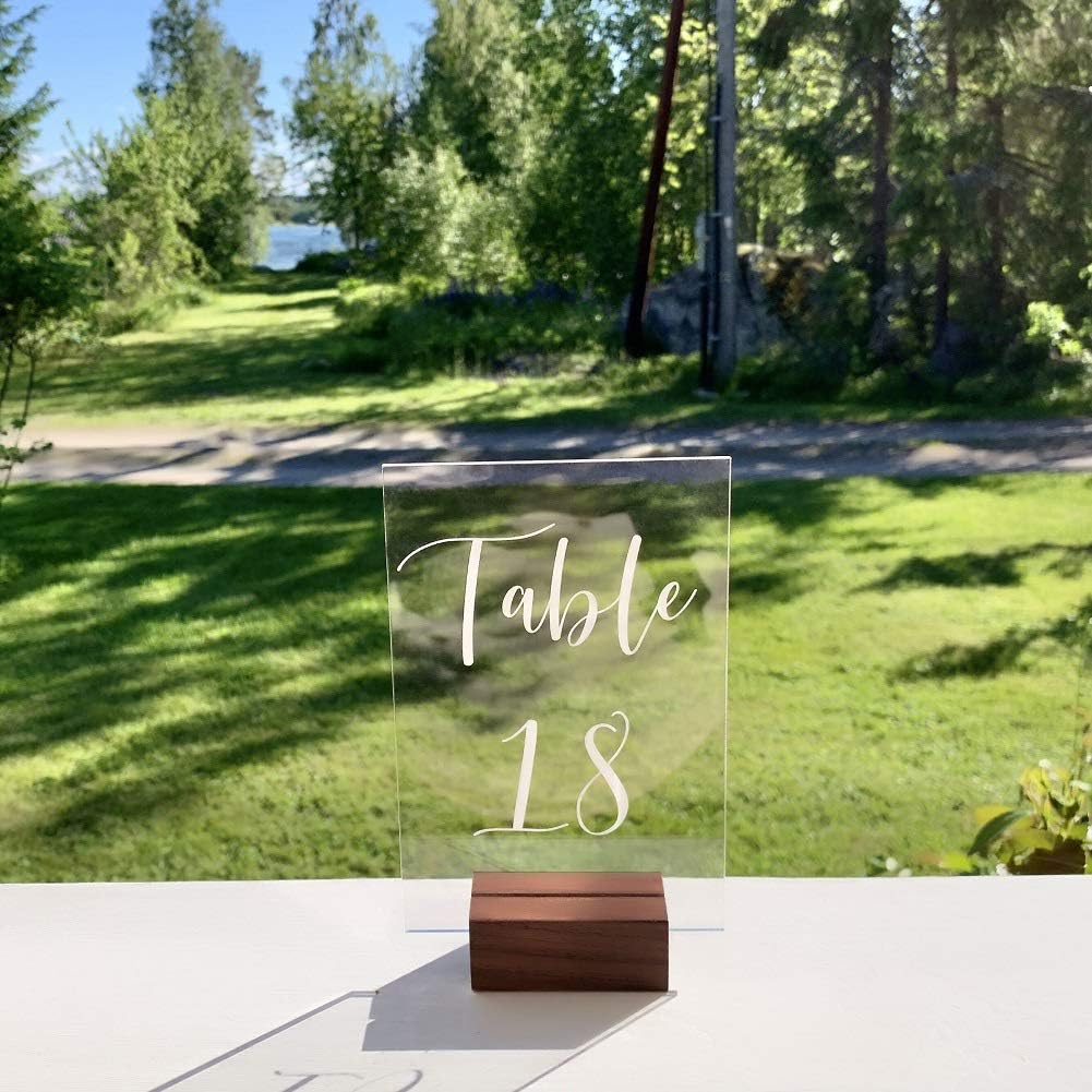 UNIQOOO 10 Pack 4" Gold Birch Wood Stands for Wedding Acrylic Sign, Wood Table Number Holders for 1/8 Thick Acrylic Sheets | Wedding Display Stand, Card Holder for Bar Menu, Retail Sign, Party