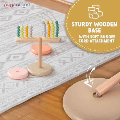 Play Platoon Wooden Rainbow Stacking Toy Ring Stacker, Educational Interactive Learning Toys, Create Stacks of Circles for Kids, Babies, Toddlers and Children