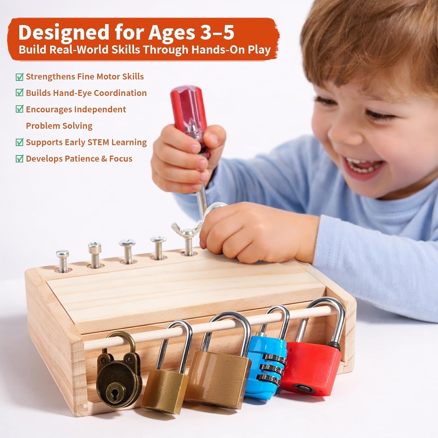 INIFEIDALA Kids Tool Set,Montessori Educational Toys for 3 4 5 Year Old,Montessori Screwdriver Board Set,Sensory Preschool Learning for Toddler Travel,Fine Motor Skills - STEM Toys