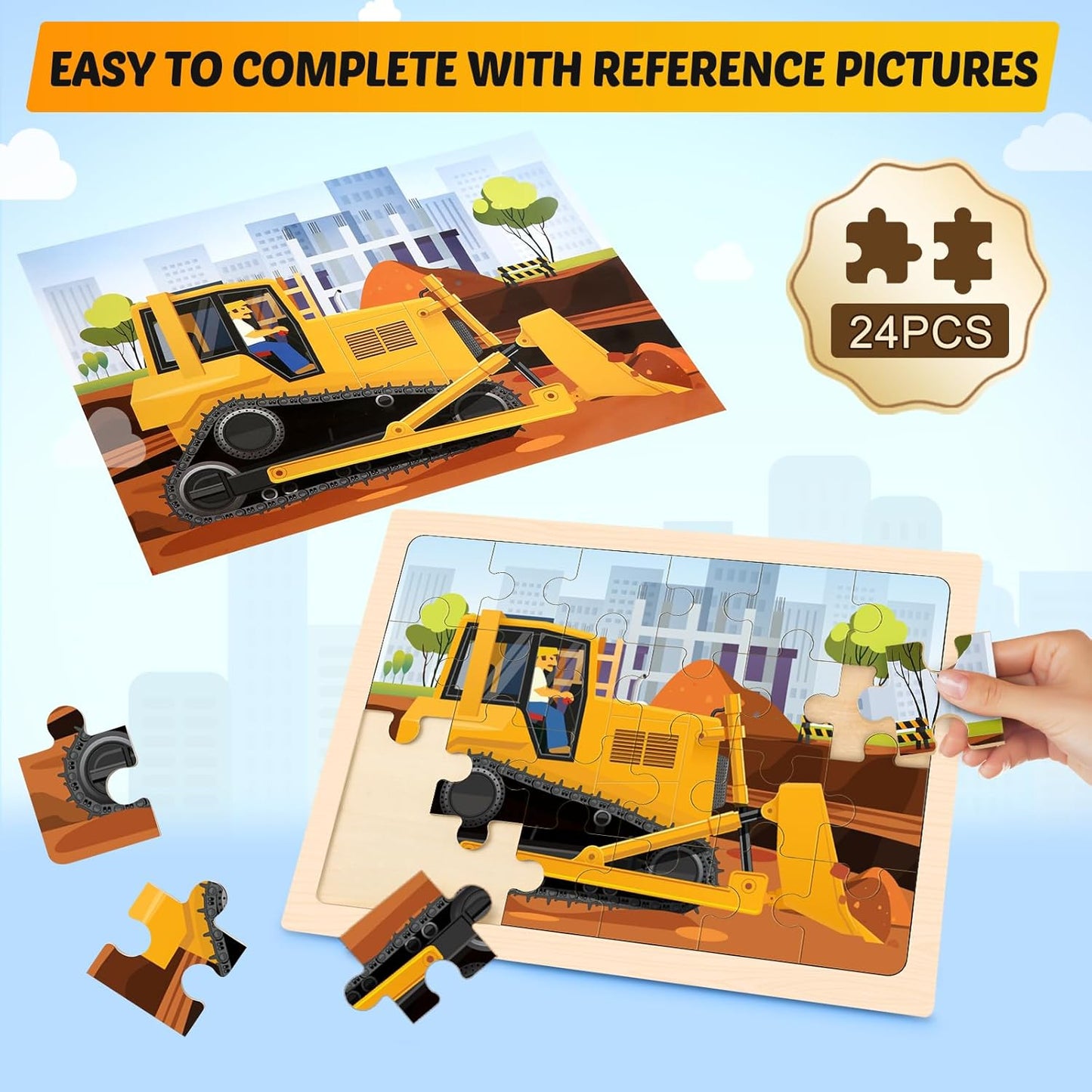 Puzzles for Kids Ages 4-6, 4 Packs Wooden Animals Jigsaw Puzzles for Toddlers Ages 3-5, Preschool Educational Puzzles Boards Toys Gifts for 3 4 5 6 Boys Girls