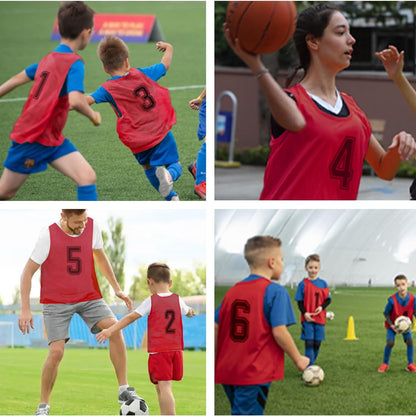 6 Pcs Pinnies Team Practice Vests with Numbers for Child Youth Teen Adult,Ideal for Soccer, Football,Basketball