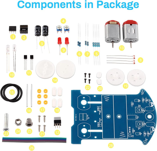 MiOYOOW Line Following Robot Car Kit, Beginners Smart Car Soldering Practice Kit STEM Educational Electronics Soldering Projects for School and Home Learning