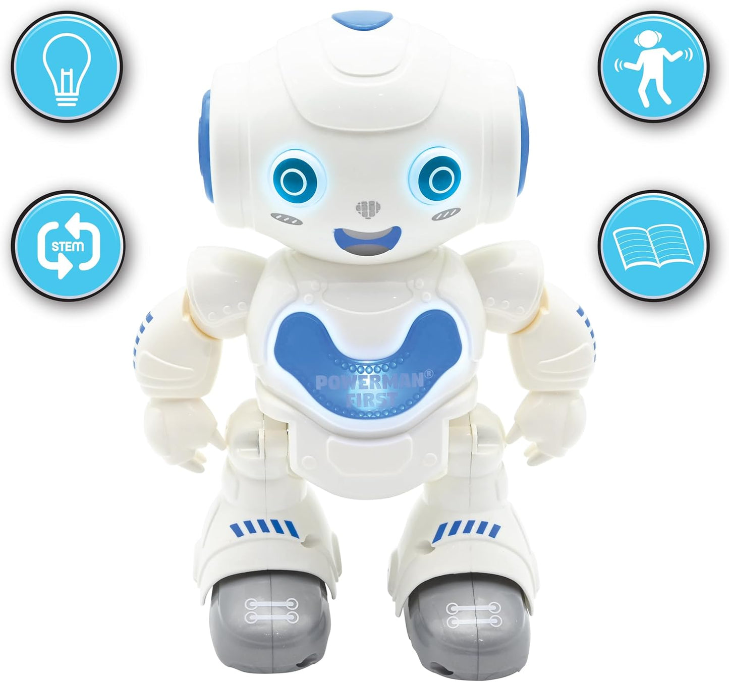 LEXiBOOK, Powerman Neo, My Robot Full of Technology, Remote Control and Gesture Control, Educational Activities in English, Programmable, Music and Dance, Sound and Light Effects, Blue/White, ROB18EN
