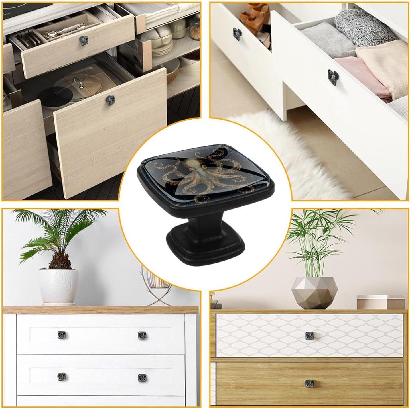 4 Pack Cabinet Knobs Drawer Pulls, 30mm Round ABS Glass Drawer Hardware Growing Butterfly Cabinet Handles with Screws for Dressers Kitchens Cupboard