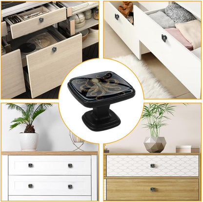 4 Pack Cabinet Knobs Drawer Pulls, 30mm Round ABS Glass Drawer Hardware Growing Butterfly Cabinet Handles with Screws for Dressers Kitchens Cupboard