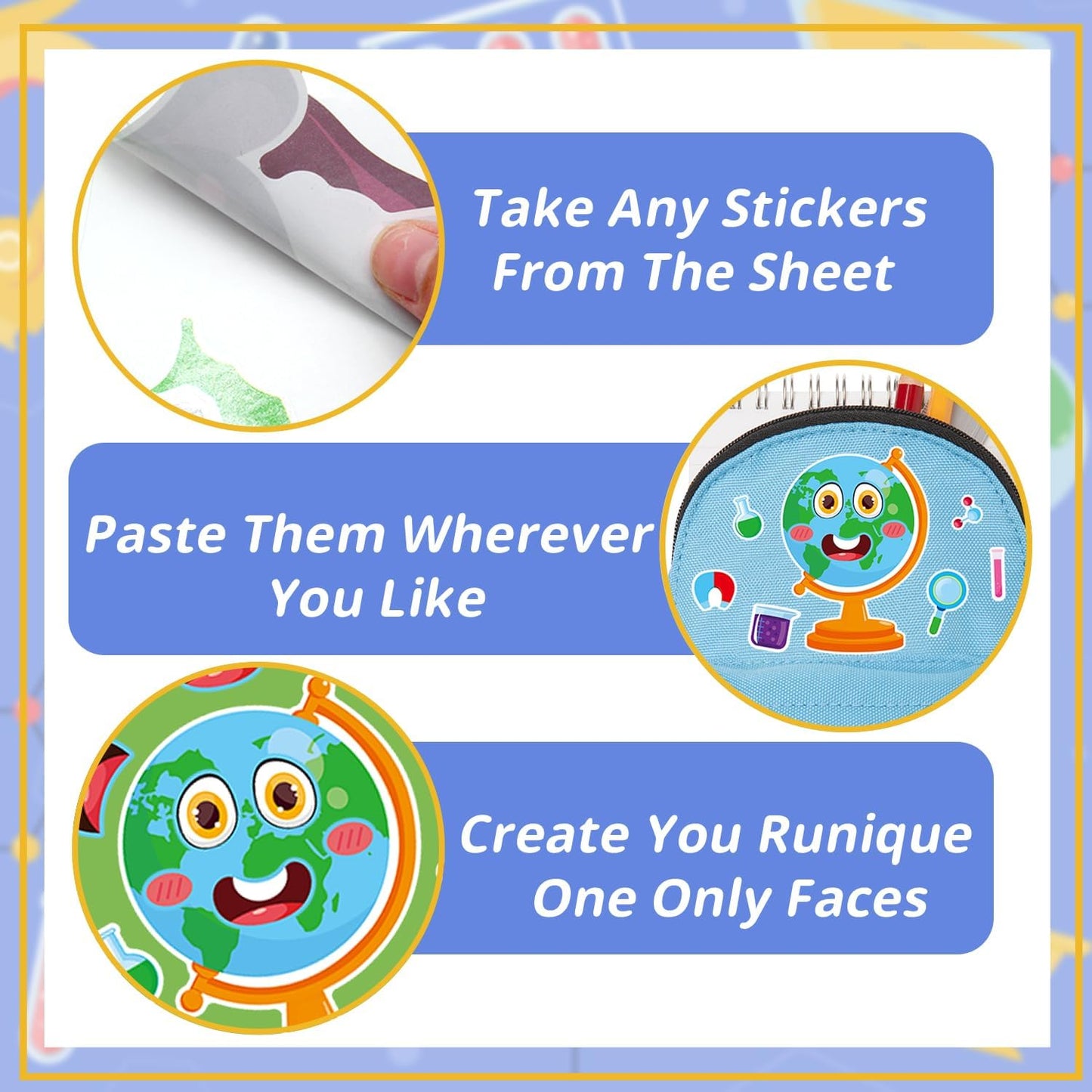 24-Sheet Make Your Own Science Sticker Kit | Microscope, DNA & Scientist Designs - Reusable Educational Decor for Classrooms & Kids Rooms