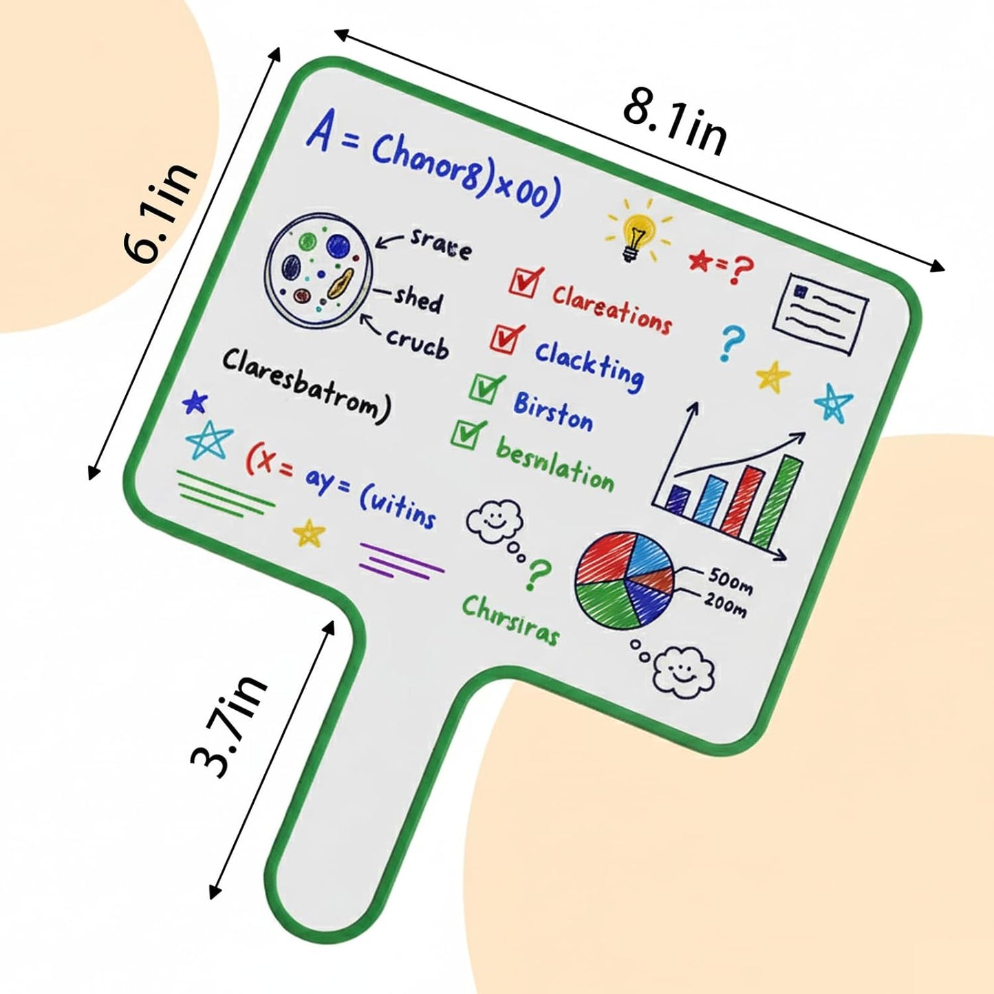 10''X 8'' Dry Erase Paddles with Markers & Erasers – Dry Erase Boards with Handles Double-Sided Small Whiteboards for Classroom, Teaching, Learning, and Group Activities (6)